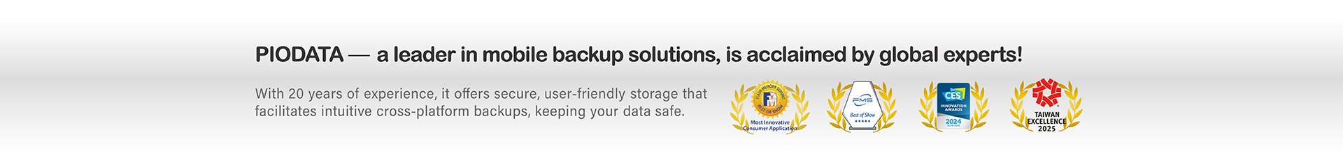 PIODATA-as an innovator in mobile device backup solutions, has received high acclaim from numerous international professional organizations!